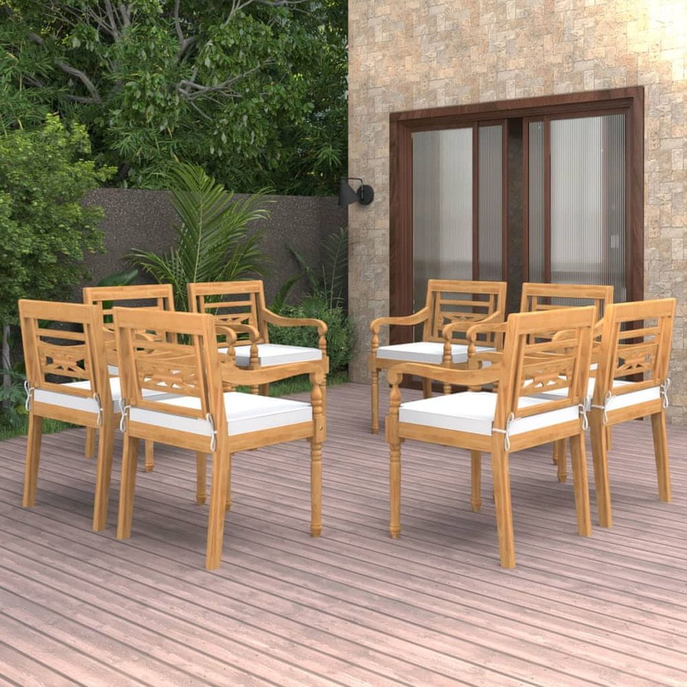 Petromila vidaXL Batavia stoličky so sedákmi 8 ks masívne teakové drevo